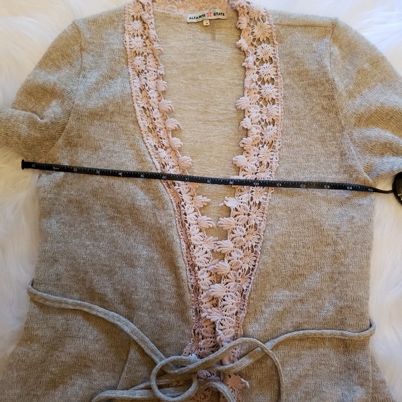 Altar'd State Small Oatmeal Crochet Trim Cardigan - Picture 4 of 7